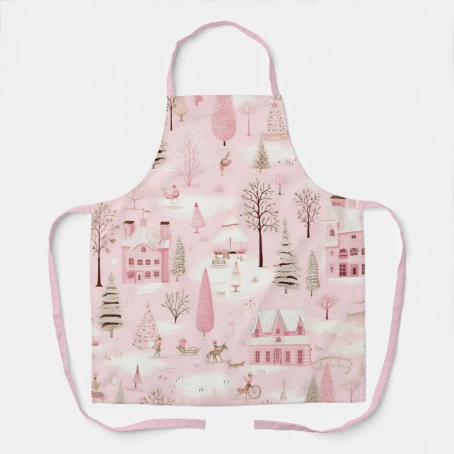 Tablier Noël rose vintage (Recto)