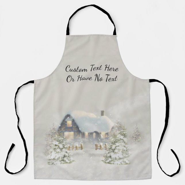 Tablier Noël Russe Cabine hiver Neige Forêt forestière (Recto)