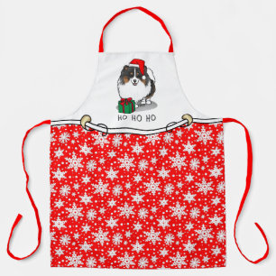 Tablier Noël Santa Hat Pomeranian (tri-couleur) mignonne