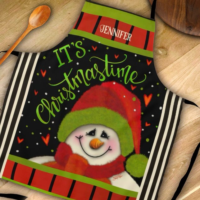 Tablier Noël Snowman mignon Inspiritisme personnalisé ( Cute snowman inspirivity  apron)