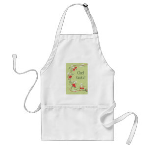 Tablier Noël vintage, Père Noël chef avec dîner