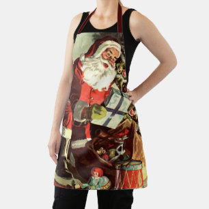 Tablier Noël vintage, Père Noël rétro avec présents