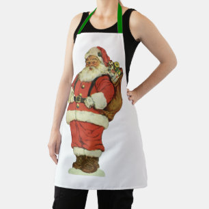 Tablier Noël vintage, Père Noël victorien avec jouets
