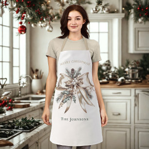 Tablier Noeud de Noël Élégant Personnalisé 