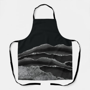 TABLIER NOIR AGATE ARGENT PARTIES SCINTILLANT GLAM