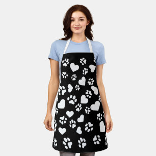 Tablier noir avec Empreintes de pattes blancs et M