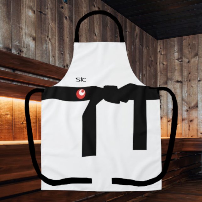 Tablier Noir Blanc Personnalisé Style asiatique Unisex Apr (Créateur téléchargé)