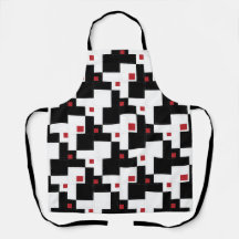 Noir Blanc Rouge moderne Vintage Patchwork Apron