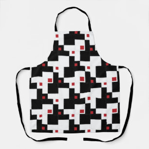 Tablier Noir Blanc Rouge moderne Vintage Patchwork Apron