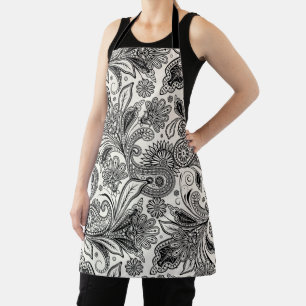 Tablier Noir et blanc à motifs cachemire