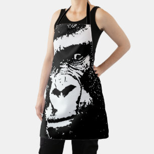 Tablier Noir et blanc Pop Art Visage de Gorilla