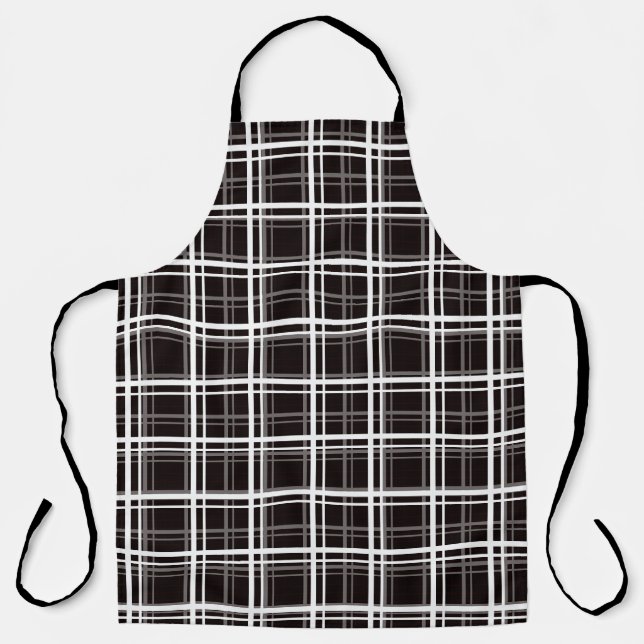 Tablier Noir Fenêtre Plaid Grid Stripes Design Motif (Recto)