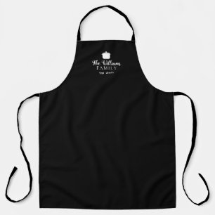 tablier noir minimal avec nom de famille