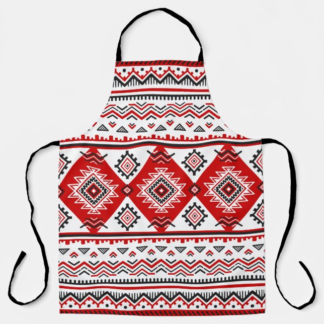 Tablier Noir noir rouge, motifs ukrainiens. (Recto)
