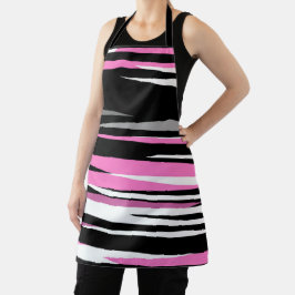 Tablier Noir rose et blanc Abstrait