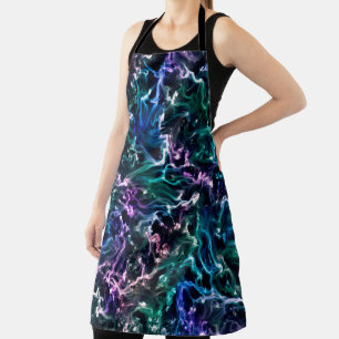 Tablier Noir rose Turquoise Cosmique Abstrait Fluide Nebul