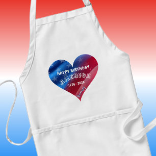 Tablier Nom Cœur patriotique Joyeux anniversaire Amériq