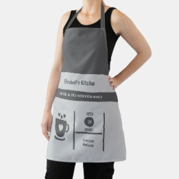 Tablier Nom d'amateur de café cuisine gris