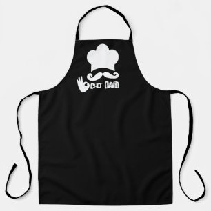 Tablier Nom de chef à moustache noire drôle