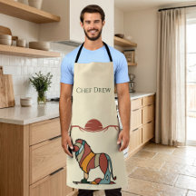 Nom de Chef Personnalisé Lion Boho BBQ Milieu de S