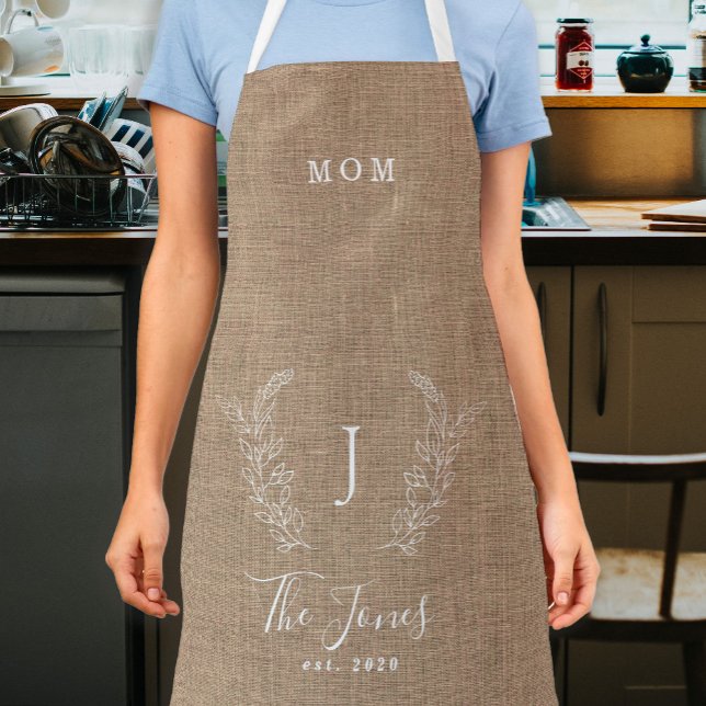 Tablier Nom de famille monogramme personnalisable robinet  (Créateur téléchargé)