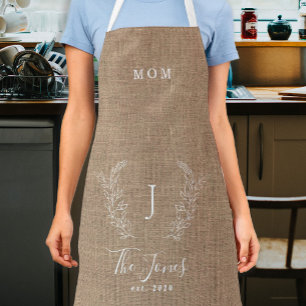 Tablier Nom de famille monogramme personnalisable robinet