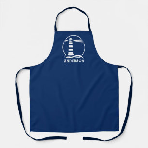 Tablier Nom de famille ou texte Phare Navy Blue White