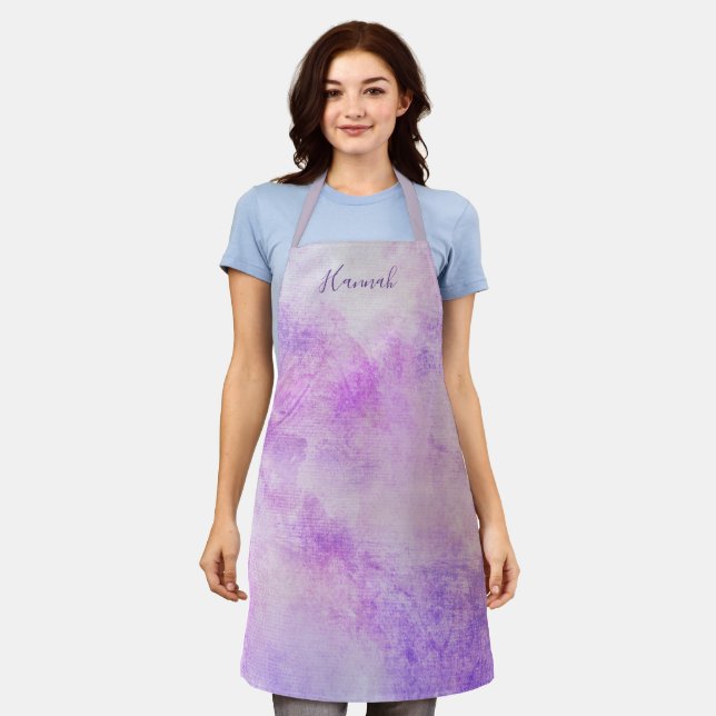Tablier Nom de l'aquarelle de la lavande violette personna (Porté)