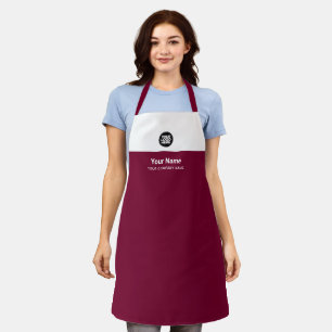 Tablier Nom de l'employé - Cherry Rouge personnalisé Log