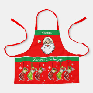 Tablier Nom de l'enfant Père Noël Helper Baking avec maman