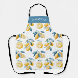 Tablier Nom de motif de citron méditerranéen bleu