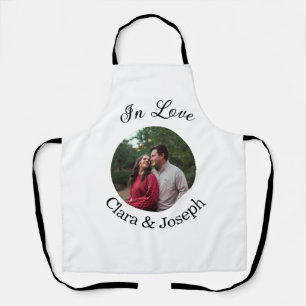 Tablier nom de photo circulaire de couple en amour mariage