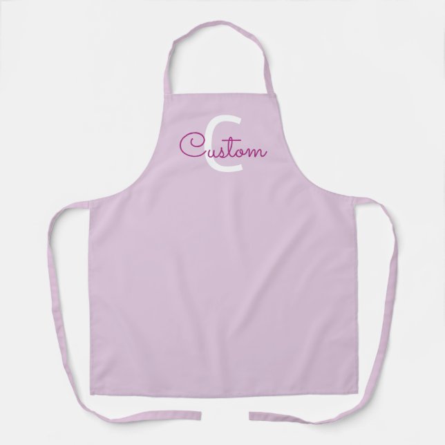 Tablier Nom de script & monogramme | Magenta & Violet clai (Recto)