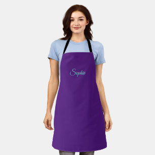 Tablier Nom de script turquoise sur Purple