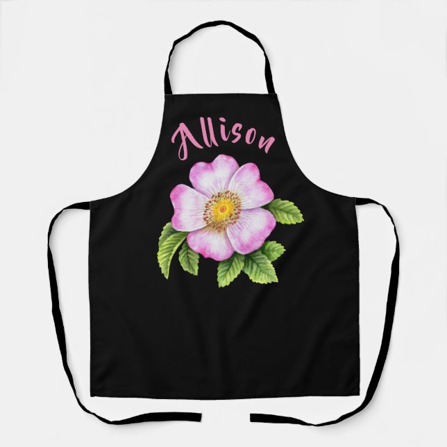 Tablier Nom des femmes florales noires (Recto)