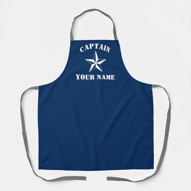 Tablier Nom du capitaine Marine étoile marine bleue et bla (Recto)
