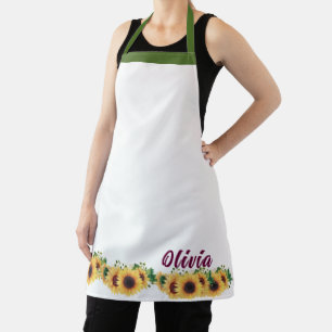 Tablier Nom du chef personnalisé, Tournesol Bordure femmes