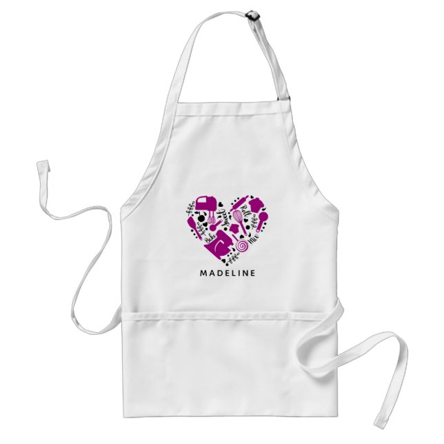 Tablier Nom du coeur de l'intervenant en cuisson personnal (Devant)