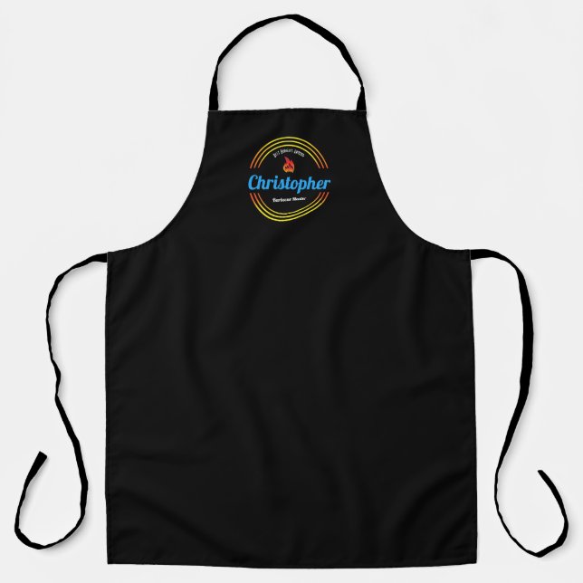 Tablier Nom du monogramme du barbecue barbecue personnalis (Recto)