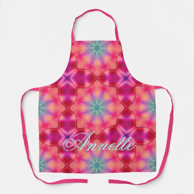 Tablier Nom du monogramme Motif couleur bleu étoile | (Recto)