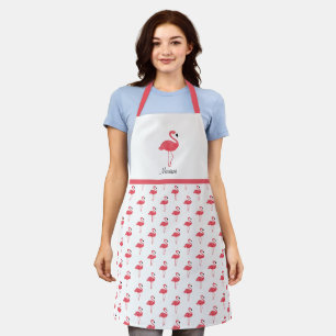 Tablier Nom du Motif animal d'oiseaux Flamants roses roses