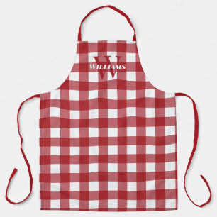 Tablier Nom et En vichy blanc rouge