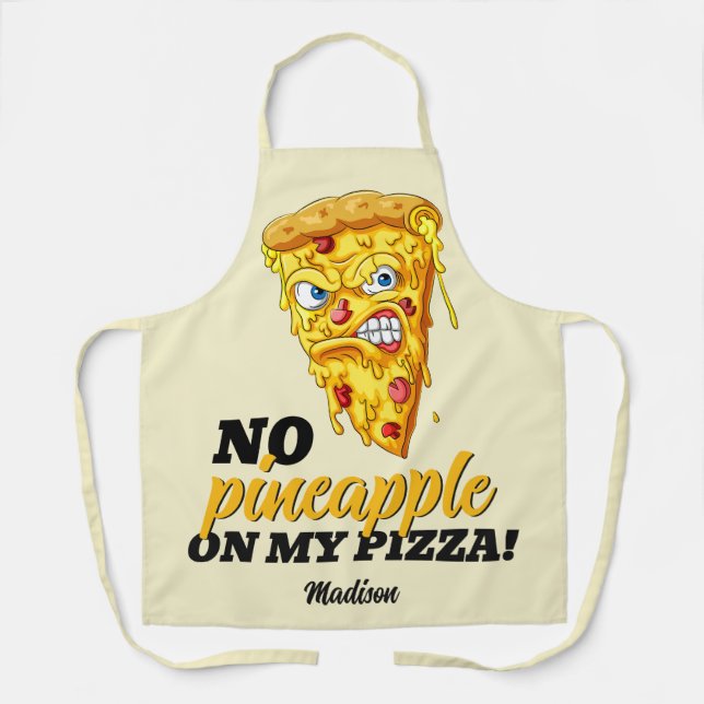 Tablier Nom et ingrédient personnalisés Pizza en colère (Recto)