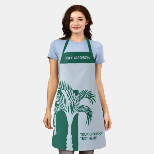 Tablier Nom et texte personnalisés Arbre à palmiers tropic