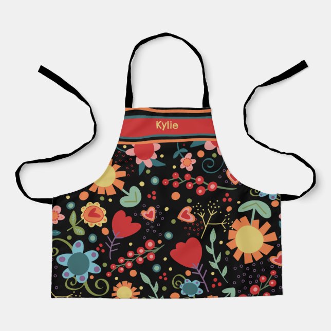 Tablier Nom floral mignon de l'enfant Cuisine (Recto)
