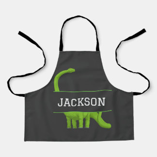 Tablier Nom mignon Dinosaure Personnalisé Enfants Noir