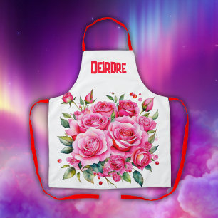 Tablier Nom monogramme Roses roses roses