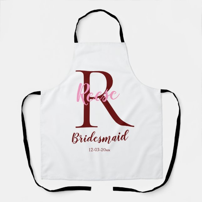 Tablier nom monogramme simple personnalisé date de demaid  (Recto)