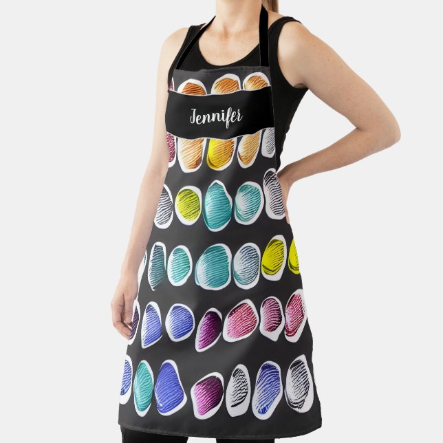 Tablier Nom monographique motif de l'artiste aquarelle mod (Insitu)