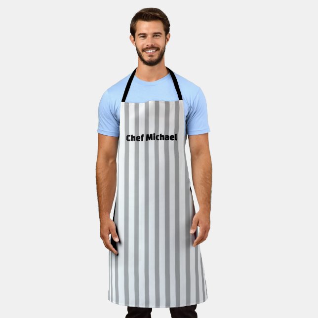 Tablier Nom personnalisable Cuisine rayée personnalisée (Porté)